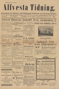 Löpsedel / förstasida från Alvesta Tidning (1899)