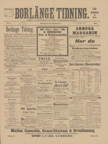 Löpsedel / förstasida från Borlänge Tidning (1895)