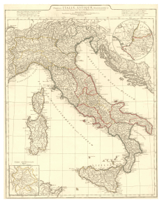 Historisk karta över Italien, år 1764