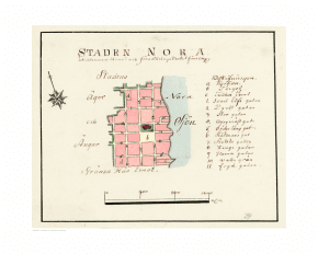 Historisk karta Nora 1800-tal
