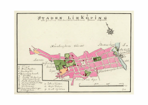 Historisk karta Linköping 1800-tal