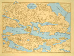 Historisk karta Stockholm 1800-tal. Från Werming Atlas.