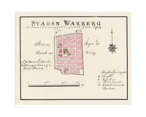 Gammal karta från Varberg, ca 1800