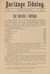 Löpsedel / förstasida från Borlänge Tidning (1900)