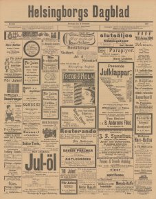 Löpsedel / förstasida från Helsingborgs Dagblad (1900)