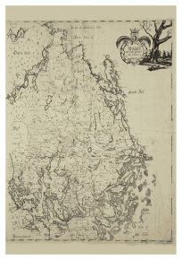 Historisk karta över Uppland, mitten av 1700-talet. 
