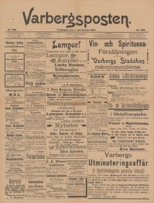 Löpsedel / förstasida från Varbergposten (1901)