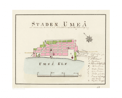 Gammal karta Umeå, 1800-talet