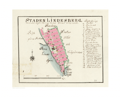 Historisk karta Lindesberg, 1800-tal