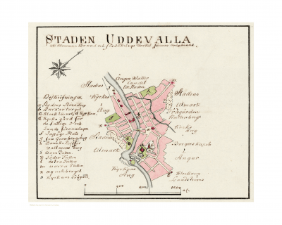 Gammal karta Uddevalla, ca 1800