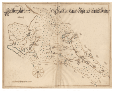 Historisk karta över Västerlövsta socken, år 1688.