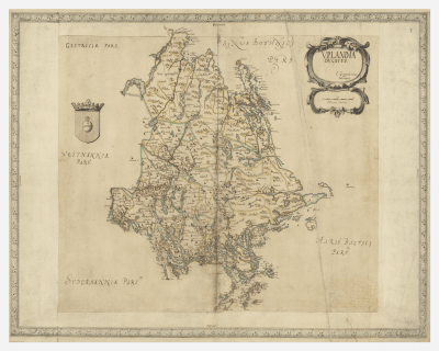 Historisk landskapskarta över Uppland, sent 1600-tal.