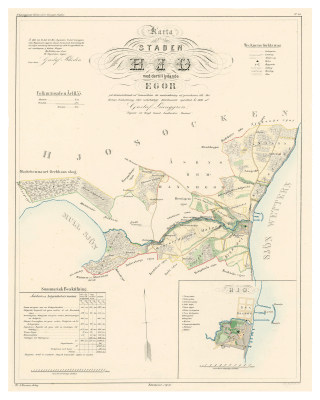 Karta över Hjo 1856