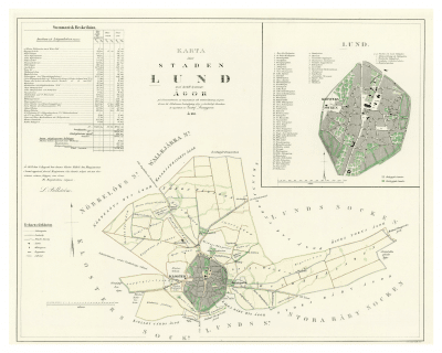 Karta över Lund 1853