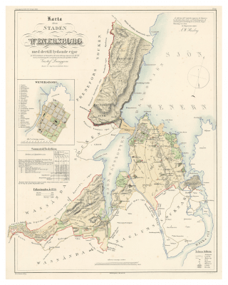 Karta över Vänersborg, 1856