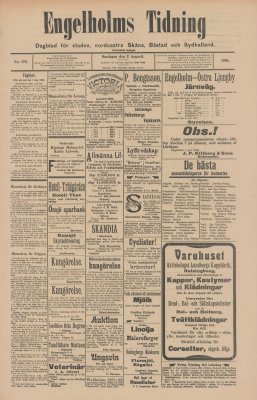 Löpsedel / förstasida från Ängelholms Tidning (1905)