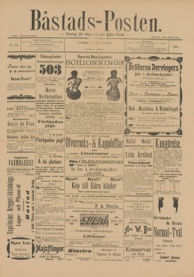 Löpsedel / förstasida från Båstadsposten (1898)