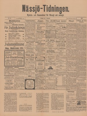 Löpsedel / förstasida från Nässjötidningen (1902)