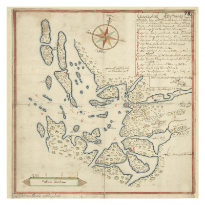 Historisk karta över Stömstads skärgård, år 1668