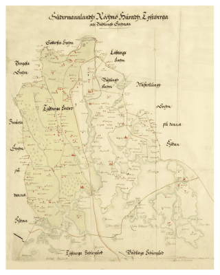 Historisk karta över Tystberga och Bälinge socknar, okänd datering